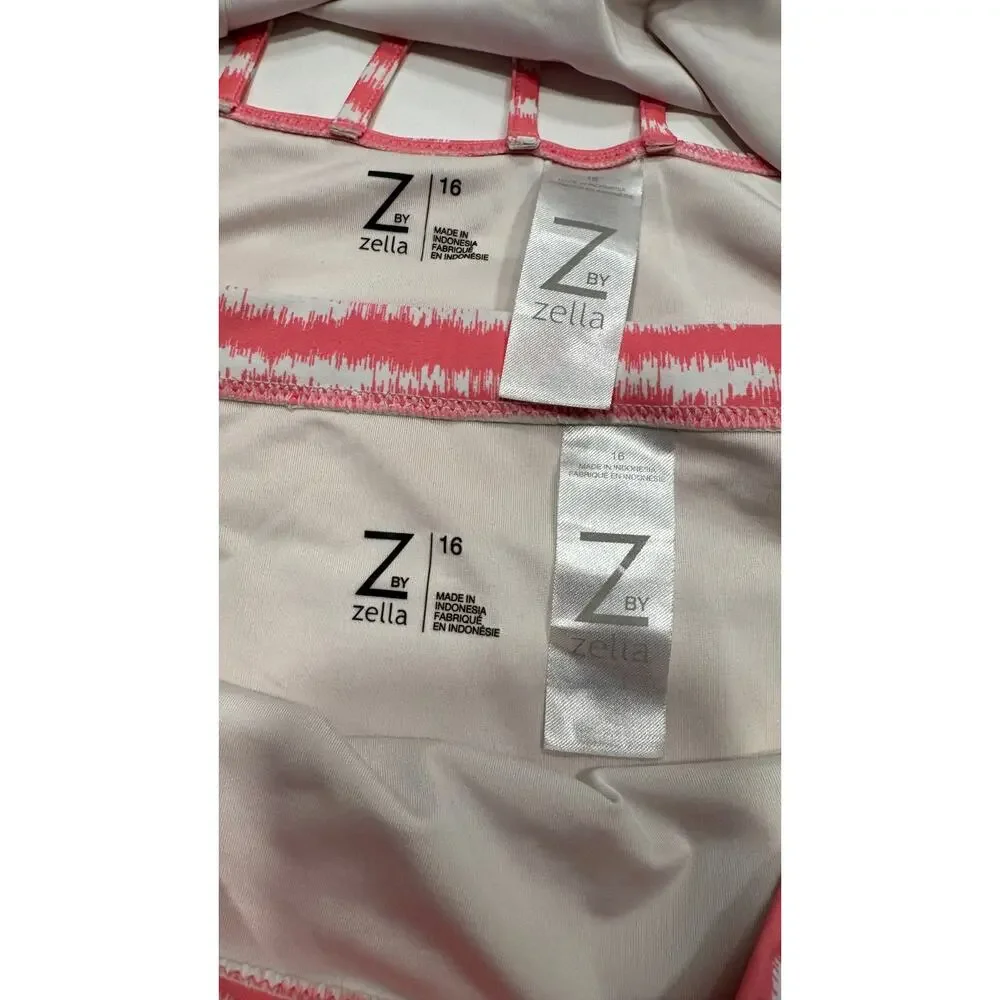 Z by Zella Girl‎ Strappy 2-piece Swimsuit Size 16 Pink Static Shibori Print